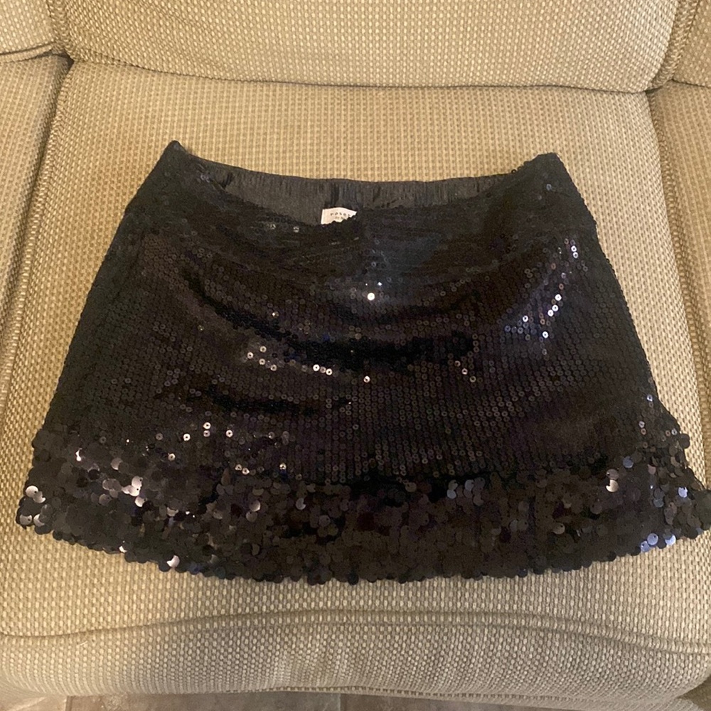 Black sequin mini skirt